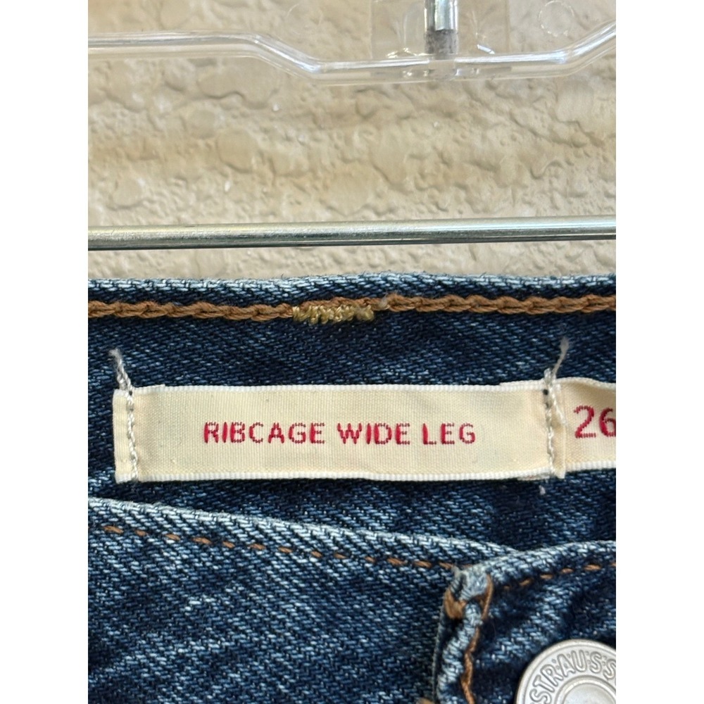Levis Ribcage Wide Leg Jeans High Rise Medium Wash Blue Denim W26 - Picture 5 of 9